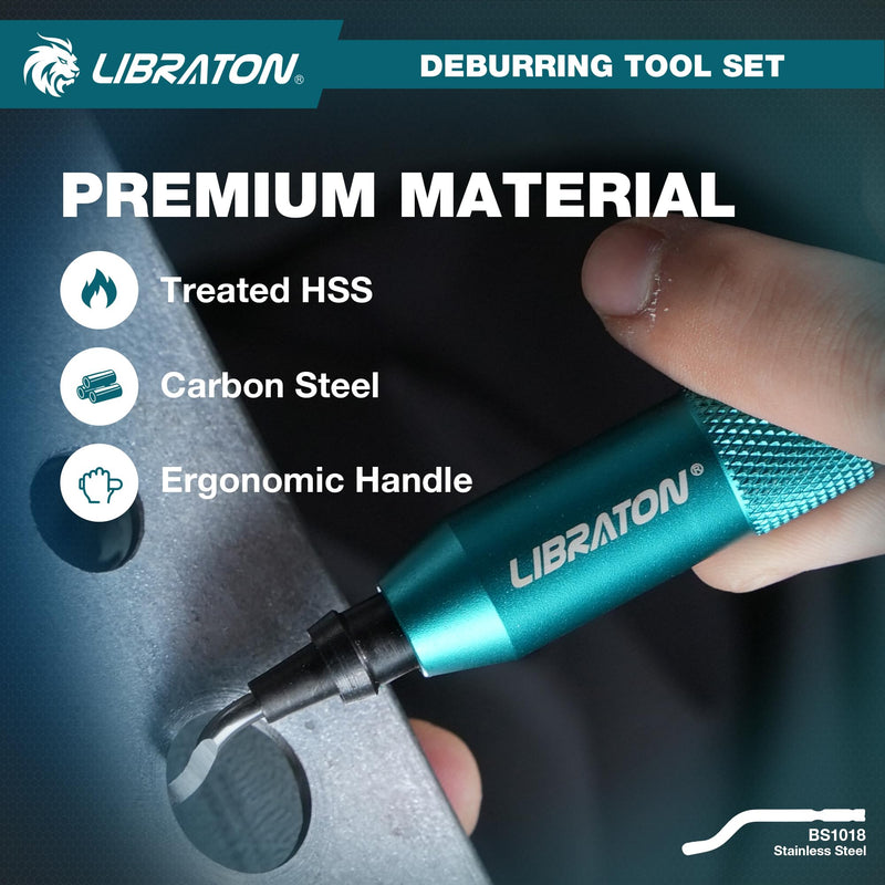 LIBRATON Deburring Tool, Countersink Hand Reamers, with 10 HSS Blades, 360 Degree Swivel Deburring Tool for Metal, Resin, PVC, Copper, Plastic, Wood, Deburring Tool 3d Printing, Chamfering Reamer Tool