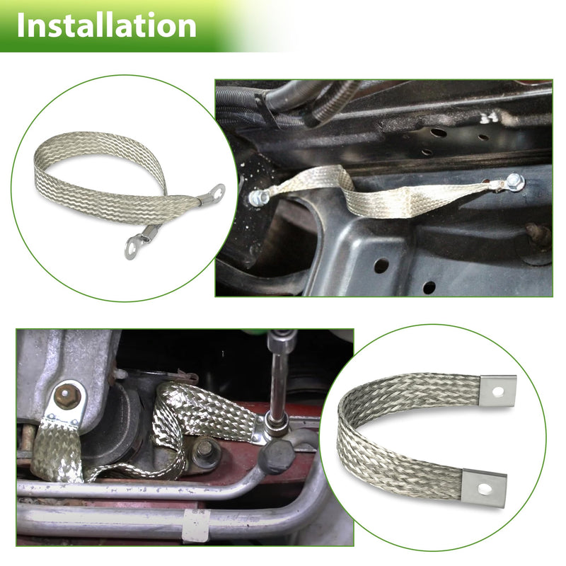 4Pcs Heavy Duty Engine Braided Ground Strap Battery Starter Chasis Body Frame Grounding Wire Straps Kit 315 Amps 40140