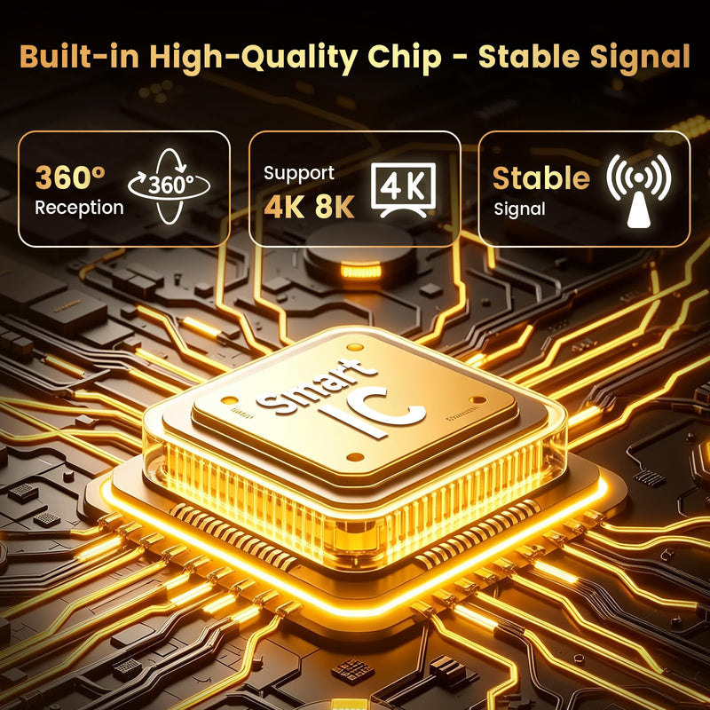 2026 Magnetic Digital TV Antenna, Supports 4K 8K, Works for All TVs Works | Works with all Smart TVs and digital devices, stable signal for clear HD channels, and easy setup. Gold