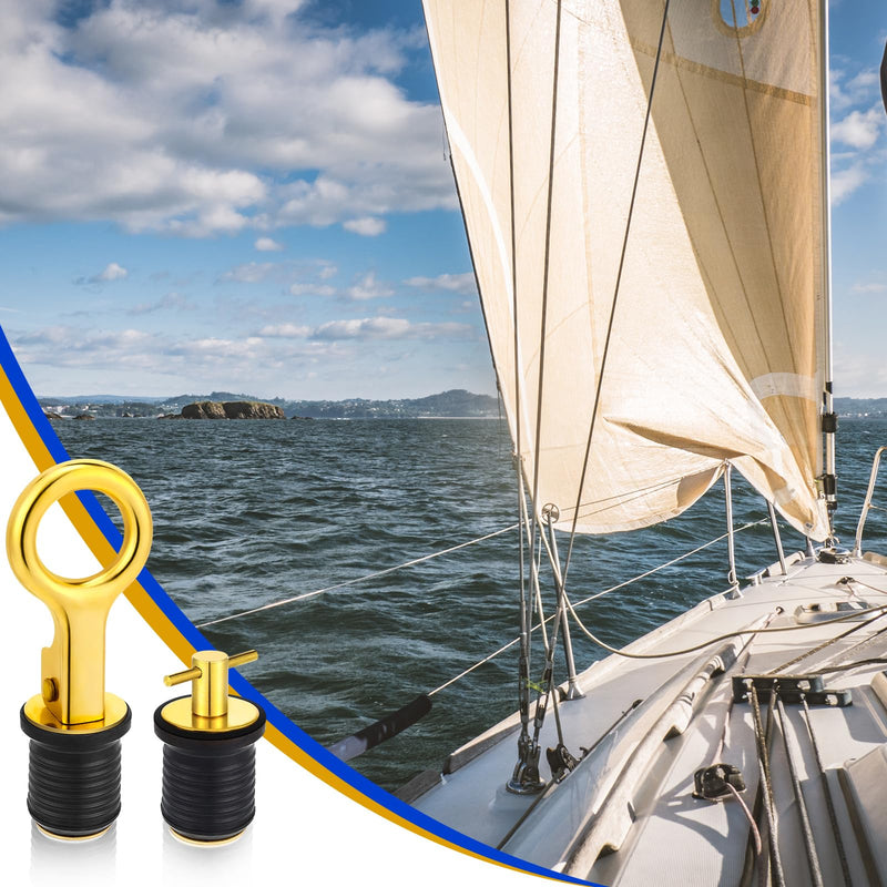 MorningRo 4 Pcs 1 Inch Boat Plugs Boat Drain Plug with Brass Snap and T Handle Drain Kayaks Accessories Stainless Steel