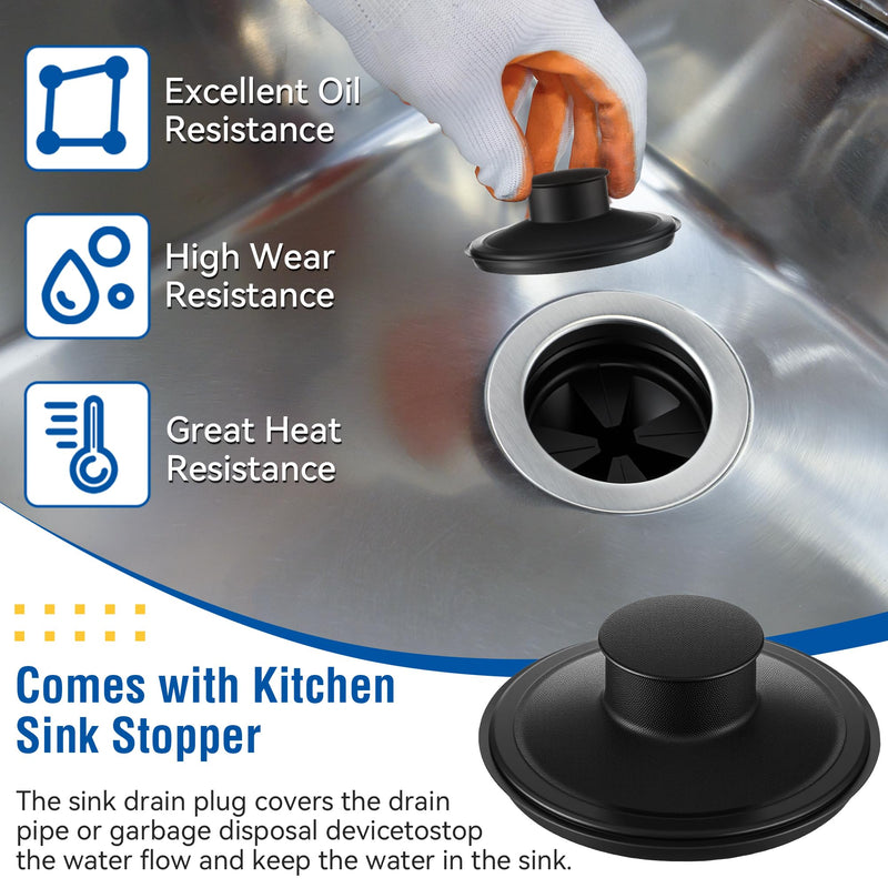 Saillong Garbage Disposal Flange 3 Bolt Mount Stainless Steel Kitchen Sink Flange Kit with Stopper for 3 1/2 Inch Standard Sink Drain Hole Compatible with InSinkErator Models Garbage Disposal (Silver) Silver