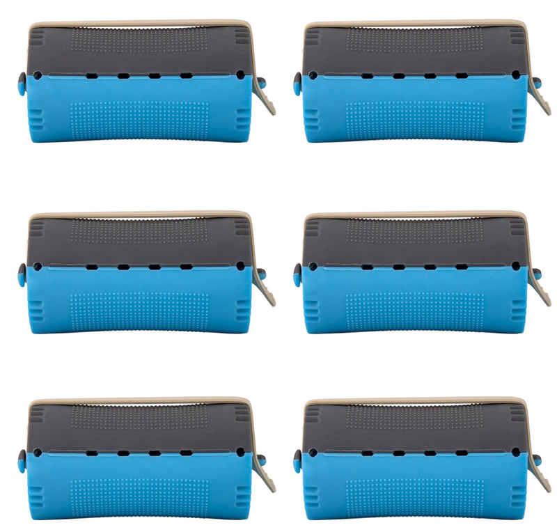 PONIK'S PROFESSIONAL - Perm Rollers, Curlers for Perm Set, Hair Rollers 6 Pieces, Curlers Perm 40 mm, Small Cold Curler with Round Rubber Tabs, Blue Black Blue Black (40 mm - 6 pieces)