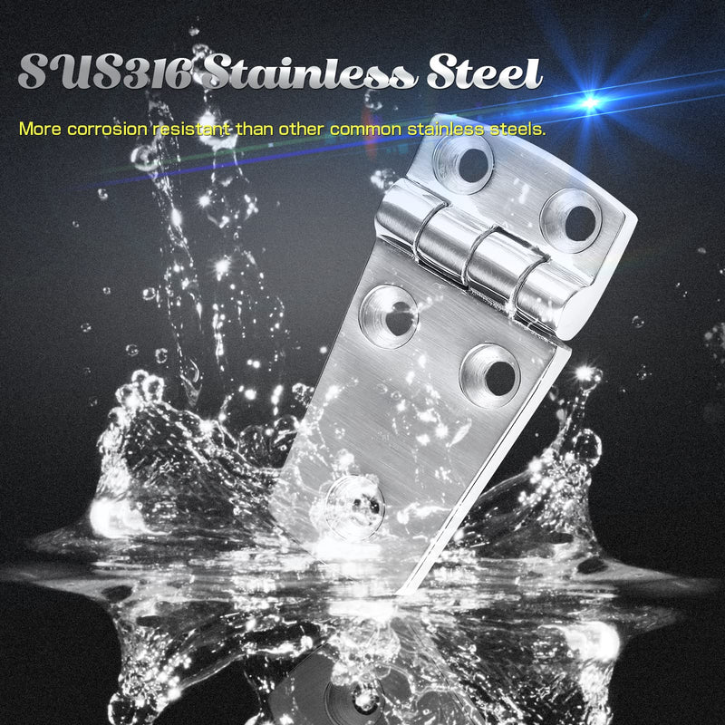 AMYSPORTS Hardware Mount Door Hinge Stainless Heavy Duty Boat Hinge Steel Cabinet Deck Stainless Hinge Marine Garage SUS316 1.51 inch x 2.8 inch 2pcs