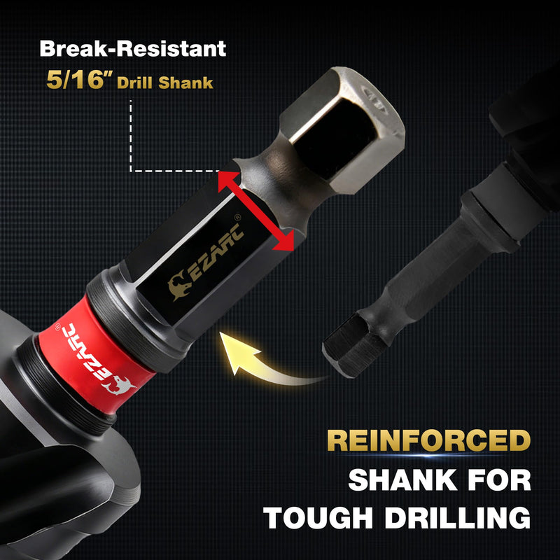 EZARC Step Drill Bit for Metal (3/16''-7/8'')，M35 Cobalt Wear-Resistant AlTiN Coated Step Drill Spiral Flute Unibit, 5/16" Thickened and 1/4" Hex Shank for Stainless Steel, Aluminum, Plastic 3/16"- 7/8"