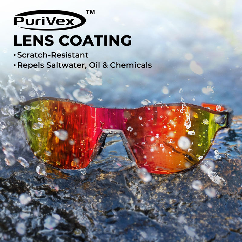 KastKing Nizini Polarized Sports Fishing Sunglasses, With PuriVex Protective Lens Coating, Rimless Wrap Design, Men Women A: Matte Smoke Crystal Frame, Burgundy Mirror