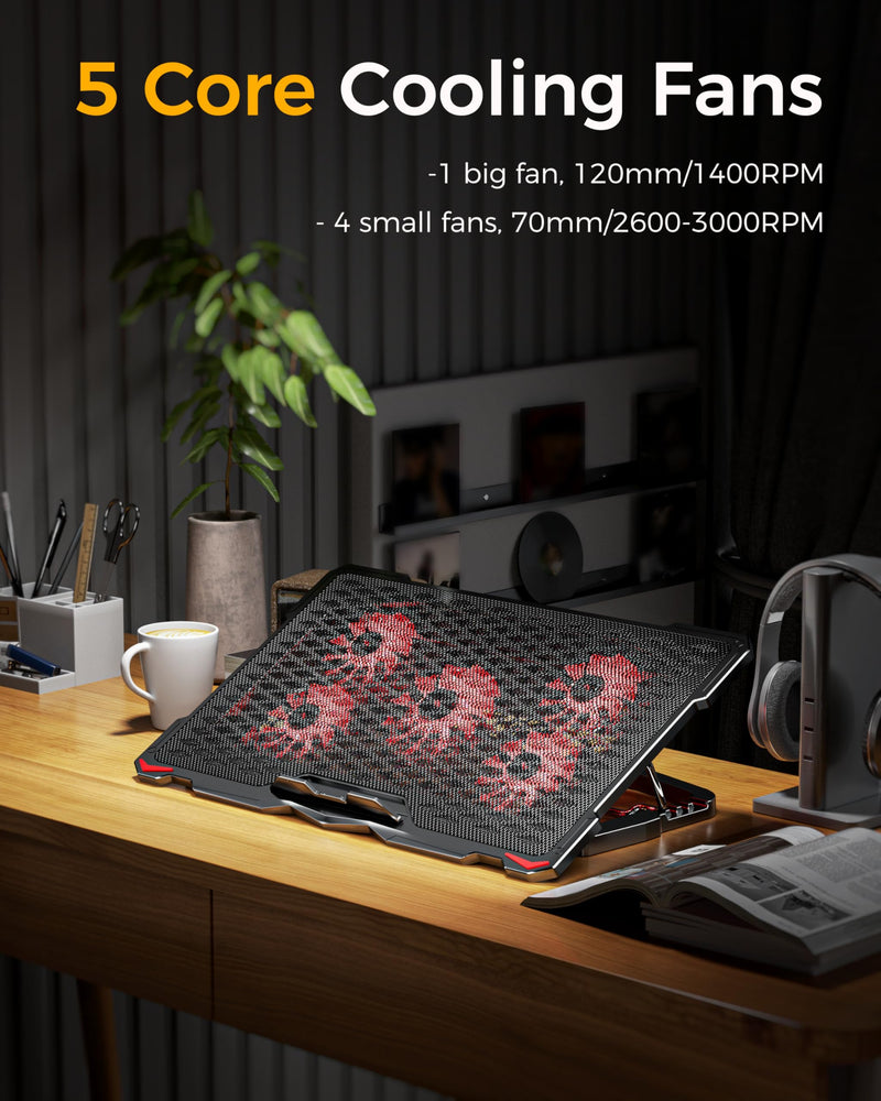 AICHESON S035 Red Laptop Cooling Pad and Portable Computer Cooler Pad Set