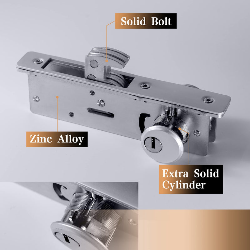 Cylinder Deadbolt Mortise Lock - Commercial Storefront Door Lock Double Keyed Cylinder 1-1/8" Backset Hook Deadbolt for Storefront Entry Doors 1-1/8"hook deadbolt