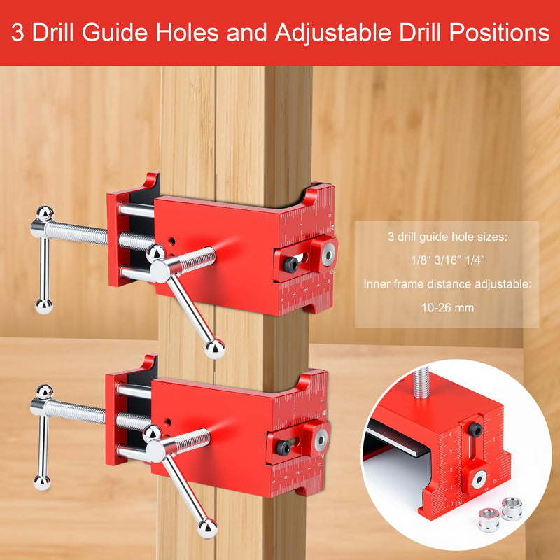 2Pack Cabinet Clamps for Installing Cabinets, Face Frame Clamps & Claw for Cabinet, Essential Cabinet Tools with 3 Sizes Hole Drilling Guide for Precise Alignment & Installation