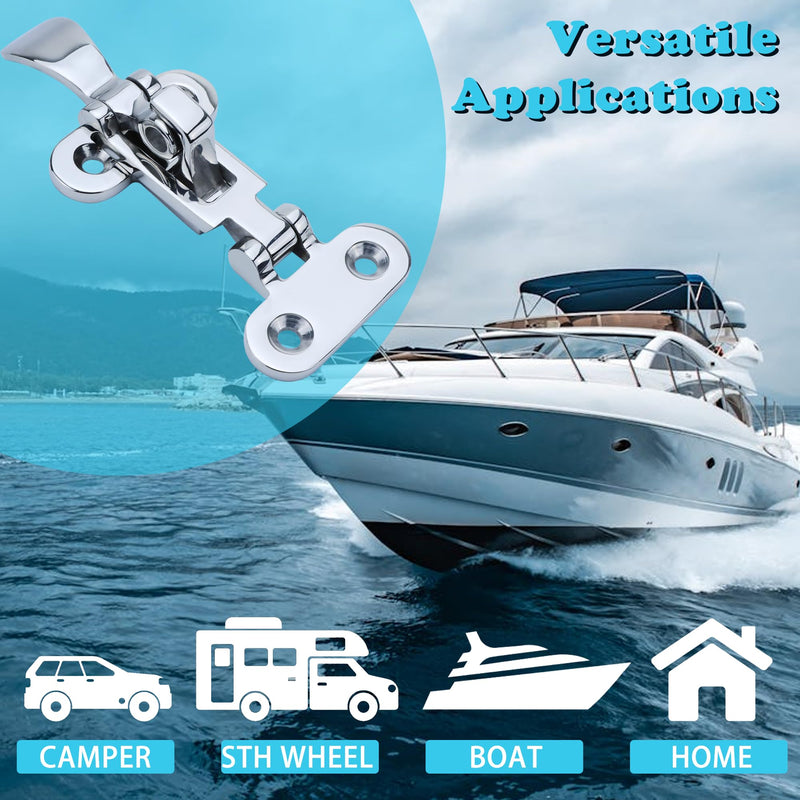 Marine Hatch Latch 316 Stainless Steel Boat Door & Hatch Anti-Rattle Boat Latches, Heavy-Duty Hold Down Clamp Latches - Yacht & Boat Hardware - Pack of 1/2/4 Pack of 2