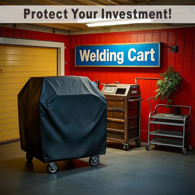 Welding Cart Cover, Suitable for Tig Mig Welder Cart & Plasma cutter Rolling Welding Cart Using 20-80 cu/ft Welding Cylinders, Waterproof & Dustproof. (Cover Only) For 20-80 cu/ft Welding Cylinders