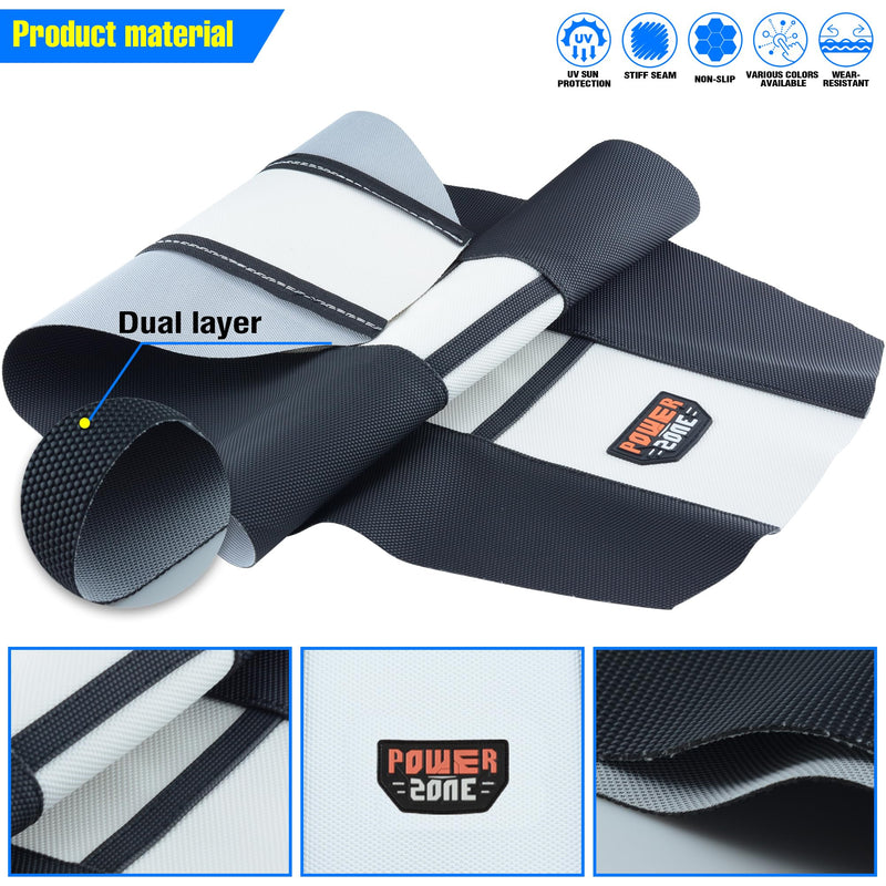 Universal Ribbed Dirt Bike Seat Cover - Gripper Soft Seat Cover for Most Dirt Pit Bike Motorcycle Black-White