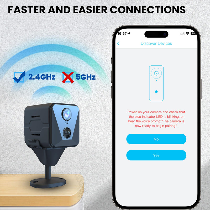 Security Camera, 2K WiFi Indoor Camera, 100 Days Standby Battery Life, Cloud & SD Storage, Clear Night Vision, AI Motion Detection, Real-Time Record Security Wireless Surveillance Camera