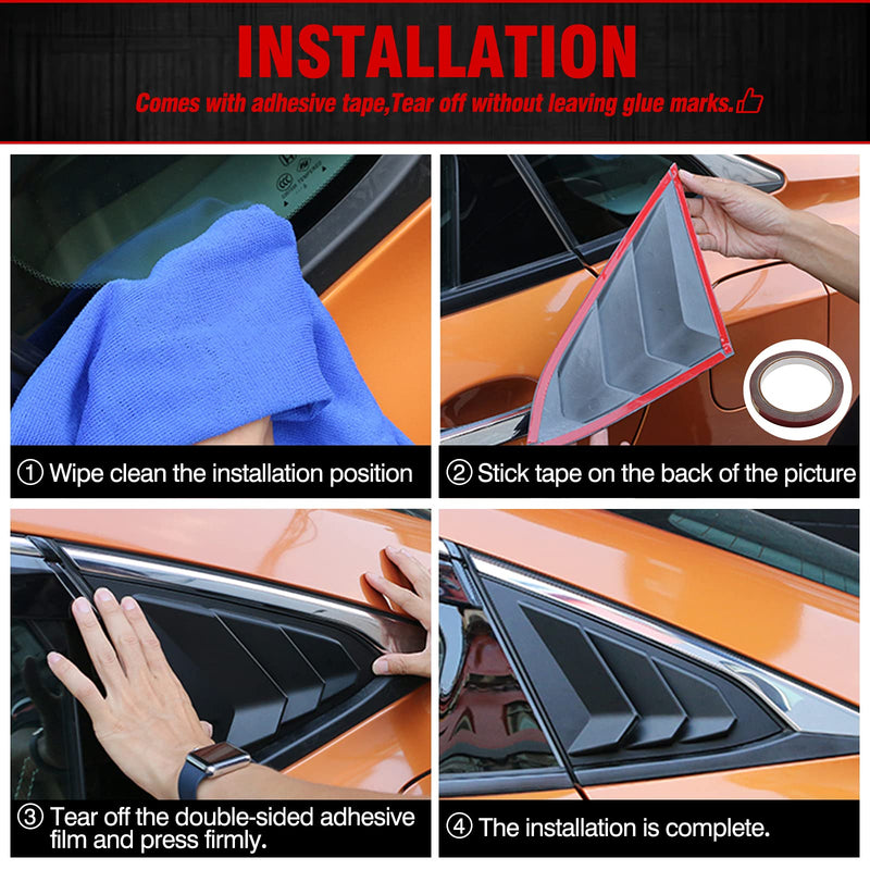 for 10th Gen Civic Sedan Rear Side Window Louvers Air Vent Scoop Shades Cover Blinds Racing Style Compatible with Civic Sedan 2021 2020 2019 2018 2017 2016 (Matte Black) Matte Black