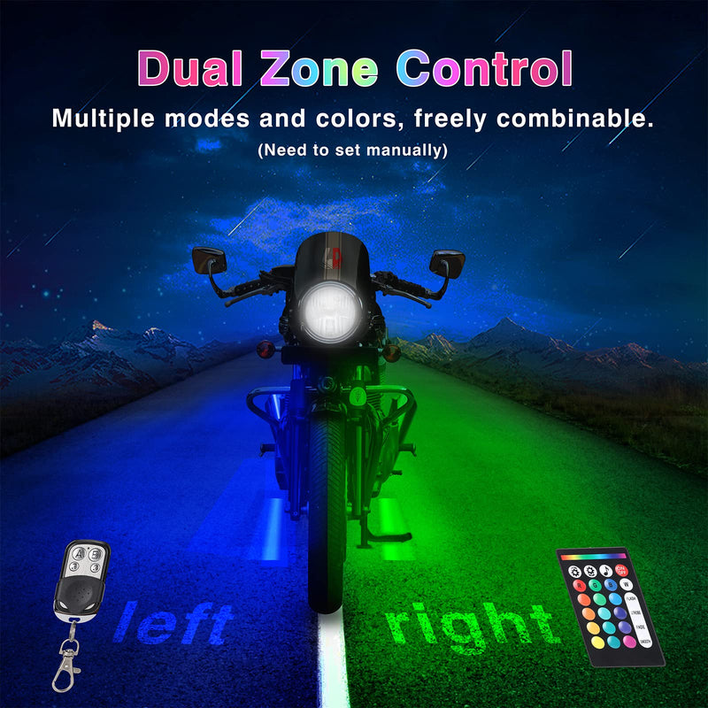 8Pods Motorcycle LED Lights Kits with Brake Turn Signal, Motorcycle LED Underglow kit with APP/RF Remote Control, Dual Zone RGB Neon Strips Multicolor 12v Waterproof for Harley Honda Kawasaki Yamaha 8Pods Kits