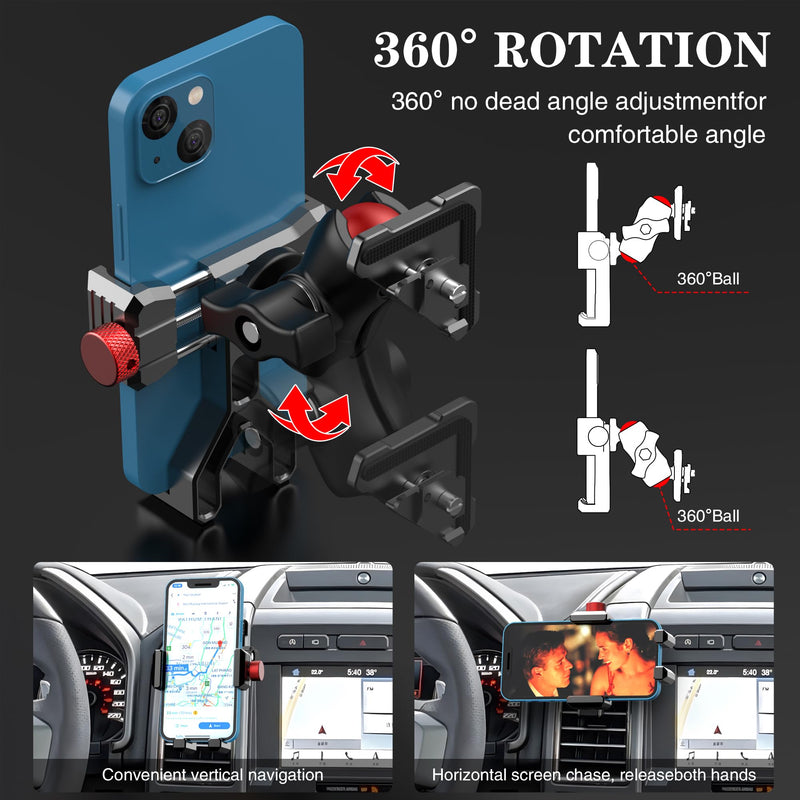 Upgraded Vent Aluminum Phone Mount for Ford F-150 2015-2020, Expedition 2018-2021, Super Duty 2017-2021, F150 Vent Phone Holder with Full Metal Arm 20x Super Strong Phone Stand for all Smartphones Ford F-150 Vent Phone Mount (2015-2020)