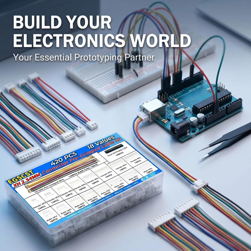 XH 2.54mm Connector Kit | 120 Pre-Crimped Cable Wires | 2/3/4/5/6/7/8/9 Pin Female Housing and Male Socket | JST-XH Compatible | No Crimp Tool Needed 2.54mm-XH