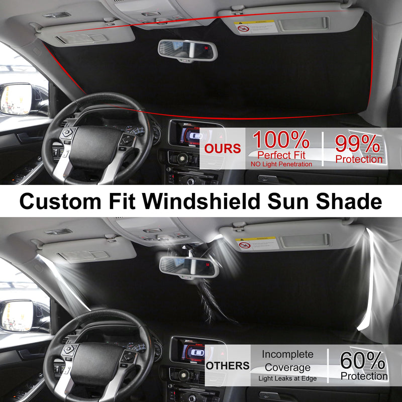 Windshield Sun Shade Compatible with 2021-2024 2025 2026 Ford F150 F-150 (Lariat, King Ranch, Platinum, XL XLT Limited Raptor) Accessories Sunshade Shield Protector Fit Ford F150 2021-2026