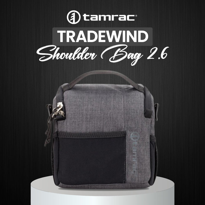 Tamrac Tradewind 2.6 Camera Bag for Photographers, Camera Case for Photography Accessories, Compact Camera Shoulder Bag for DSLR and Mirrorless Cameras, Crossbody Camera Bag for Women Men – Dark Grey