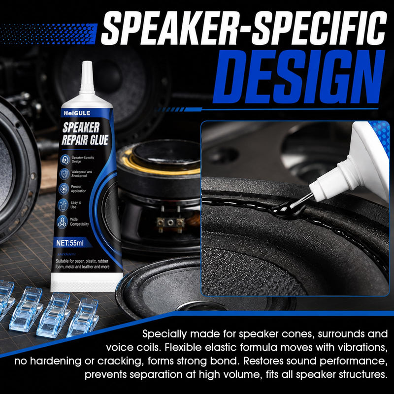 Speaker Repair Glue, Strong Speaker Glue, Waterproof and Shockproof | 1.86 Oz speaker glue, speaker repair kit with Fixing Clips, for Speaker Assembly and Repair Equipment