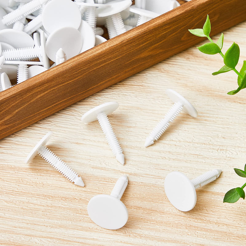 Taiyin 1 3/8 '' Christmas Tree Vapor Barrier Fasteners for Crawlspace Poly Liners Encapsulations Covers White Push Plastic Foam Board Fasteners(300 Pcs) 300