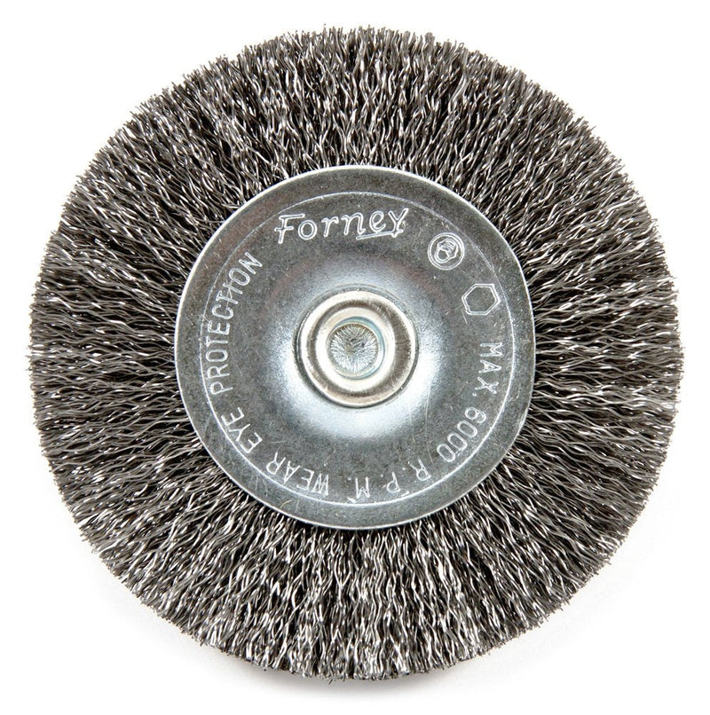 Forney 72734 Wire Wheel Brush, Fine Crimped with 1/4-Inch Hex Shank, 2-1/2-In-by-.008-In (Pack of 5) No Size (Pack of 5)