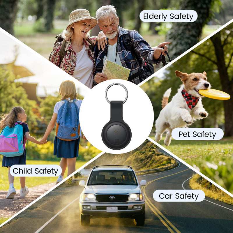 Mini GPS Tracker for Vehicles, Car Tracker Work with Find My (iOS Only) | No SIM Card Required, Hidden Magnetic-Sleeve Design for Secure Placement, Splashproof for Luggage, Bags, Keys, Vehicles Black