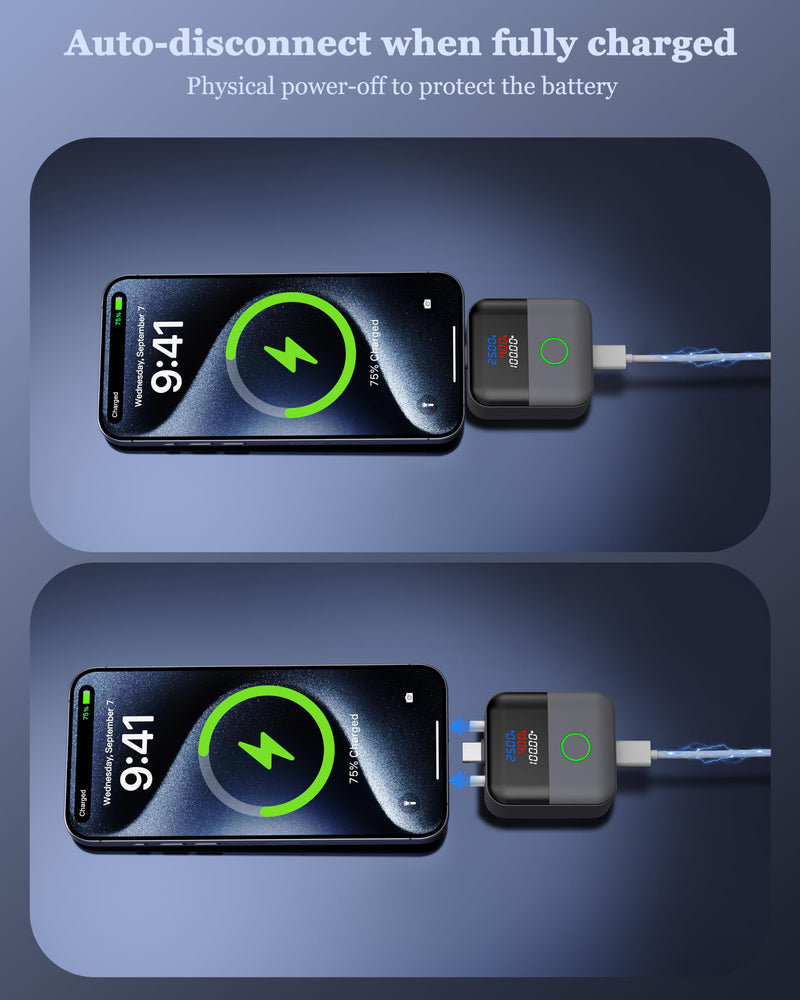 140W Smart Auto Stop Charging Adapter : Ai Auto Power Off Charger Protector | Physical Disconnect Battery Guard, USB-C Fast Charger with Physical Cut-Off for iPhone,Tablet,Earphones & All Type-C Devices Black