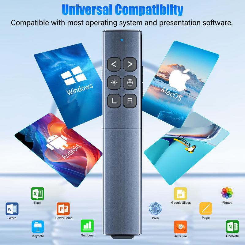 Presentation Clicker with Air Mouse - USB C Wireless Presenter Remote Clicker with Pointer, RF 2.4GHz PowerPoint Clicker for Presentation, Computer Pointer Clicker Slide Advancer for Mac,Laptop