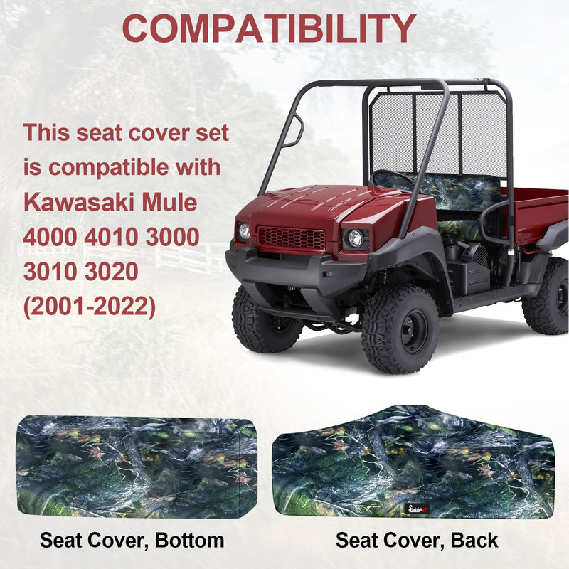 StarknightMT Mule 4010 Seat Cover UTV Mule Seat Cover Compatible with Kawasaki Mule 4010 4000 3000 3010 2001-2023 Camo Mule Bench Seat Covers