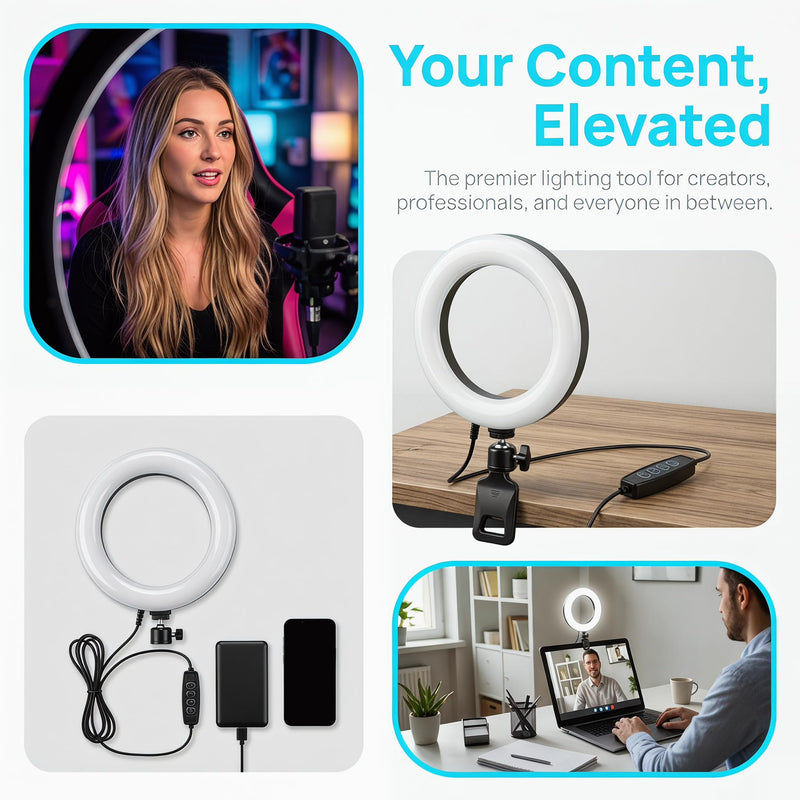 6" Ring Light with Desk Tripod Stand and Clip | Video Conference Lighting, Monitor Laptop Computer Compatible, Zoom Call Live Streaming, Remote Working Learning