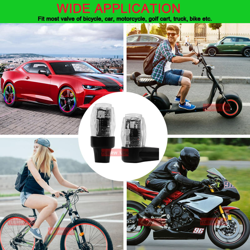 Tire Lights for Car LED Bike Wheel Light Flash Lantern Bicycle Firefly Valve Stem Cap Motorcycle Tyre Spoke Lamp Waterproof Decoration Accessories for SUV Truck Golf Cart 4 Red