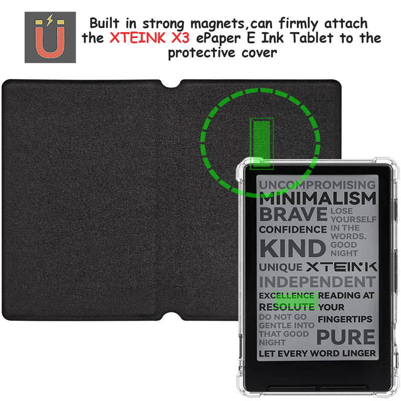 Case for 3.7'' XTEINK X3 E-Book (Misty Forest) | 2in1 Magnetic Detachable Folio Cover, Ultra-Thin Lightweight, PU Leather & TPU Transparent Shell, Magnetic Closure Buckle Misty Forest
