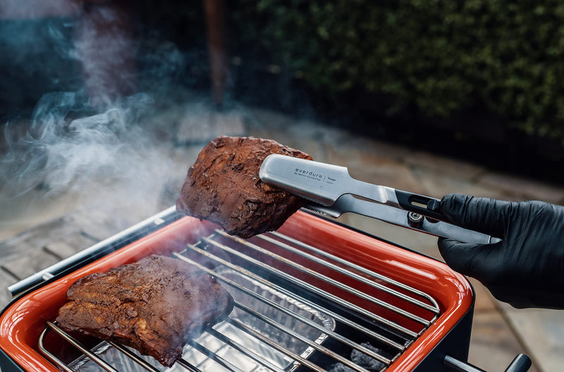 Everdure Premium Pack of 2 BBQ Tool Kit: Brushed Stainless Steel Tongs and Spatula with Soft Grip Handles, Durable Heavy-Duty Grilling Tools and Cooking Utensils Set Medium Tool Kit