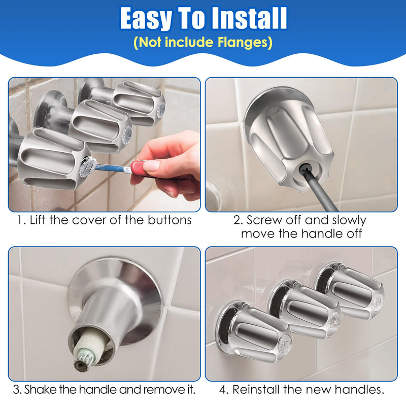 Enhon 3 Handle Shower Faucet Set Compatible with Pfister Verve Bath Tub Tool, Shower Knob and Bathtub Faucet Fits 1/2'', 3/4'' IPS Connection With 4 in 1 Spout Adapter Assembly Tool(Brushed Nickel) Brushed Nickel