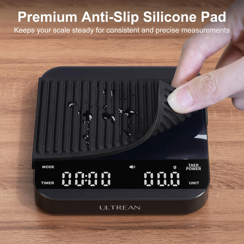 Ultrean Mini Coffee Scale with Timer, Rechargeable Espresso Scale, 2kg/0.1g Accurate Scale for Espresso and Pour-Over Coffee, Portable Digital Kitchen Scale with 3 Brewing Modes