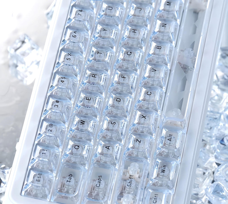 dagaladoo ICE Clear keycaps,Translucent keycaps Jelly,Shine Throug Key caps | Transparent keyboard keycaps Glossy,ASA Profile custom Keycaps for Mx Switches Mechanical Keyboard(White,126key) White ICE