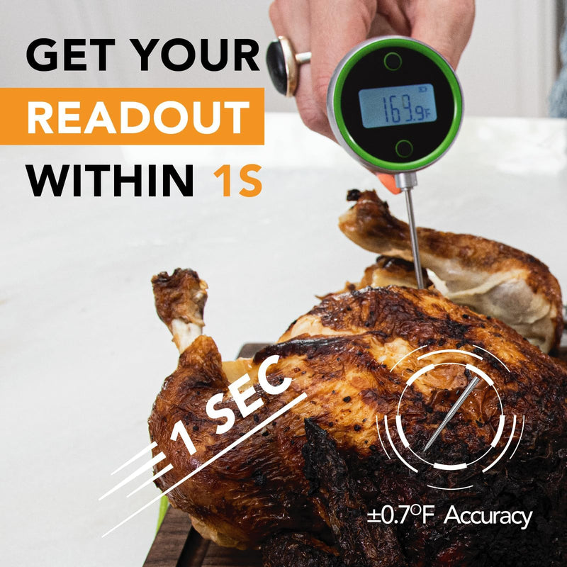 Pocket Pro 1-Second Instant Read Meat Thermometer, Rechargeable Digital Thermometer for Grilling, Food, BBQ, Kitchen Cooking, Oil Deep Frying & Candy (Nobility Blue) Nobility Blue