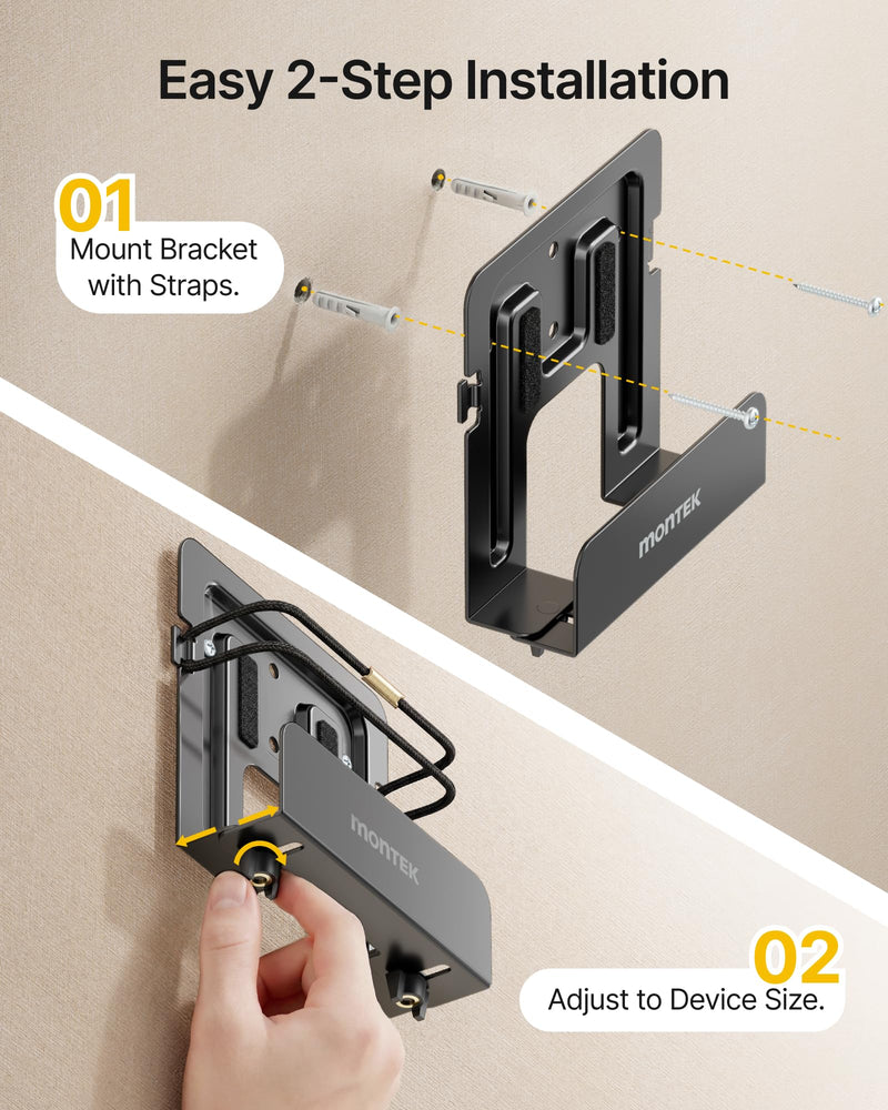 monTEK Adjustable Cable Box Wall Mount up to 11 LBS, Narrow | Small Devices Wall Mount, Modem Mount, For WiFi Router, DVD Player, Mini PC, Game Consoles & Streaming Media Devices Narrow | 1-Pack