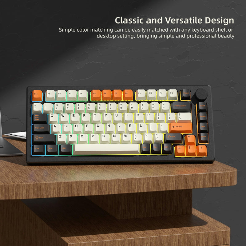 Womier PBT Keycaps, Custom Retro Keycaps Set, Keyboard Caps | Cherry Profile Keycaps 138 Keys Universal Compatiability for 60% 75% 96% 100% Percent Cherry MX Switches Keyboard-Carbon Gray Carbon Gray