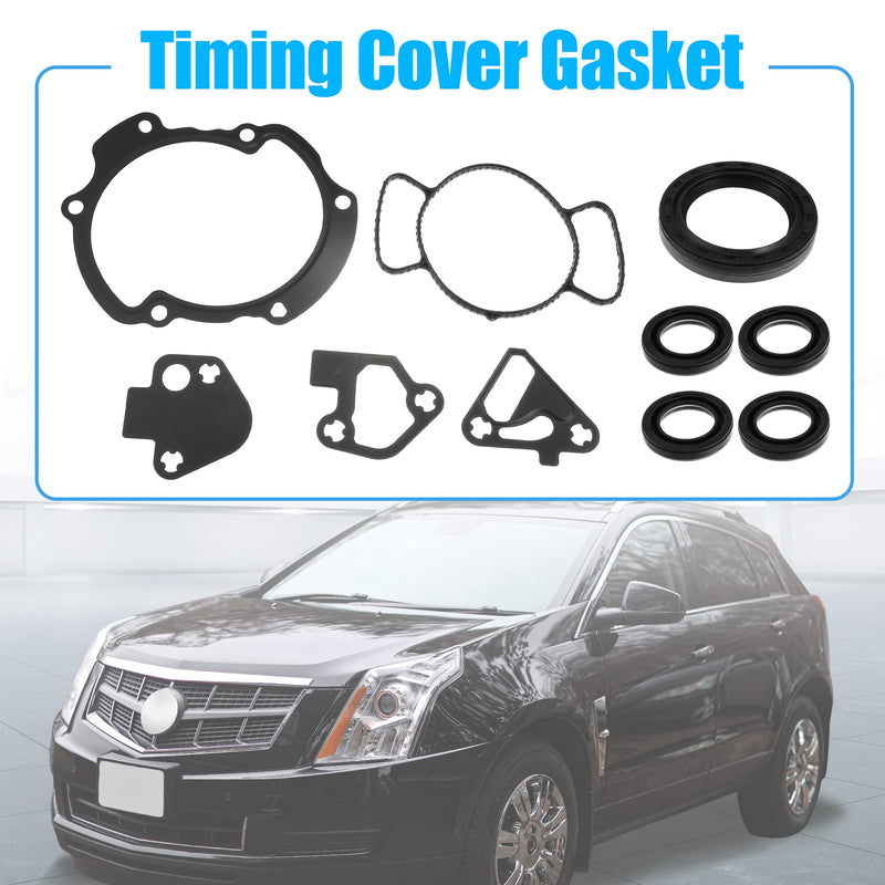 X AUTOHAUX Timing Cover Gasket and Seal Set 67828 448924 for Chevy Equinox 3.0L 2010-2012 for GMC Acadia 3.6L 2007-2016 Rubber Stainless Steel