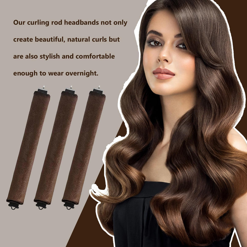 Heatless Curlers,Heatless Curling Rod,Overnight Hair Curlers,Heatless Curl | Rods Hair Rollers,Sleep In HeatlessCurlers,No Heat Curler Roller for Big Waves, Soft Velvet Thick Flexi Rods (3 Pcs)