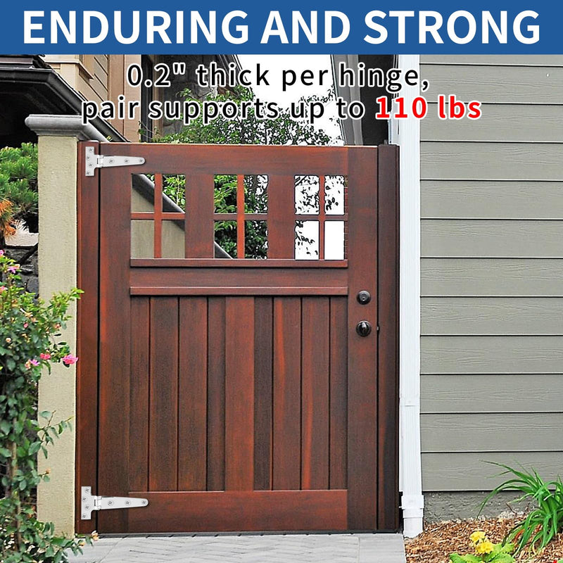 TamBee 4 Pcs 6 Inch Stainless Steel Hinges Barn Door Hinges Heavy Duty T-Strap Hinge Outdoor Wooden Fences Gate Shed Door Tee Hinge with Screws Silver
