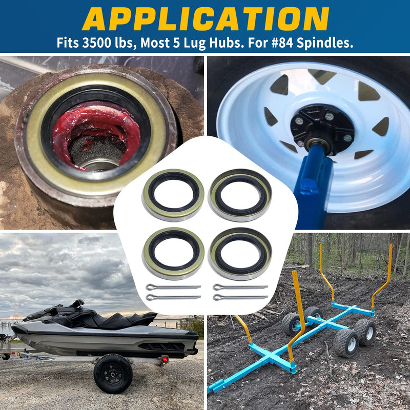 4pcs Trailer Axle Hub Wheel Grease Seals 1.719''I.D x 2.565''O.D with 4pcs Cotter Pins for Dexter 010-019-00 (10-19) Transcom 171255TB National 473336, 3500 lbs #84 Spindle E-Z Lube Axles KIT#3-1 (4Pcs Grease Seals 171255TB)