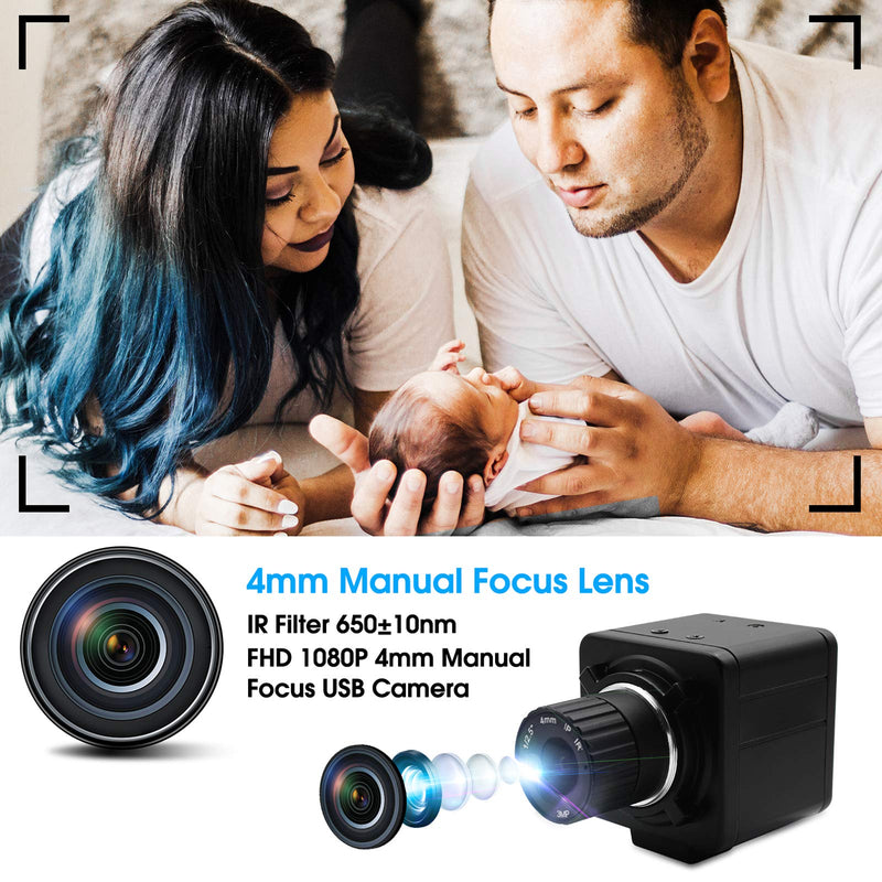 SVPRO 1080P Full HD Mini USB Webcam 2MP CMOS OV2710 4mm Manual Focus Lens CS Mount High Frame Rate 30fps/60fps/100fps USB Camera for Linux, Windows, Android, Plug and Play 4.0mm Lens
