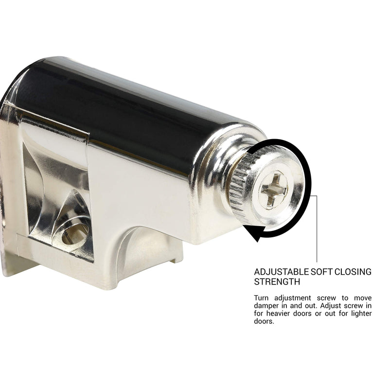 25 Pack Rok Hardware Soft Close Damper for Cabinet Doors/Compact/SoftClose Cabinet Adapter/Hardware/Hinge Polished Nickel Finish, SCD103 25 Pack
