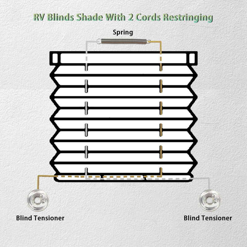 RV Pleated Shade Repair Kit, Pleaded Shade Repair Kit, Window Shade Restringing Kit for RV Day/Night Shades (White) White
