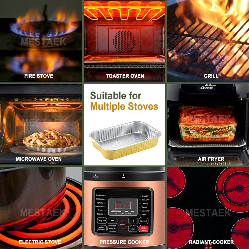 118oz Aluminum Foil Pans with Lids & Handles, 5 Pack | 13 x 8.8 Inch, Extra Thick Foil, Oven and Freezer Safe, Ideal for Baking and Food Storage 3500ml/118oz/3.7qt(5pcs)