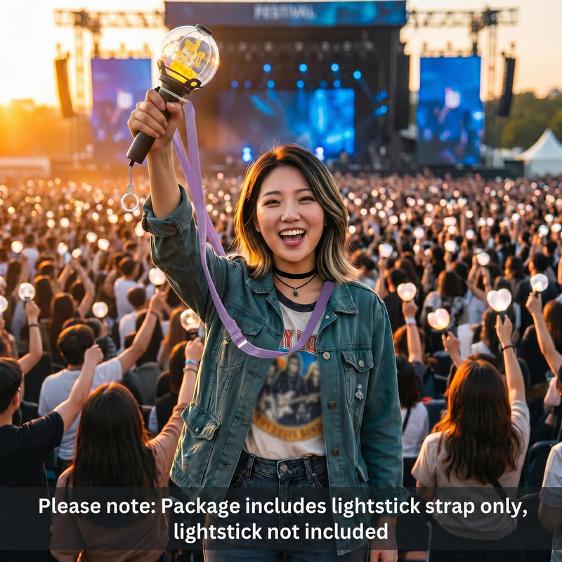 Kpop Lightstick Strap Lanyard - Adjustable K Pop Light Stick Crossbody Carrier Shoulder Strap, K-pop Body Carry Event Strap, Star Accessories Concert Essentials Merch for Display Idol Fans Large Hole ( Dia. 1.38" ) Purple