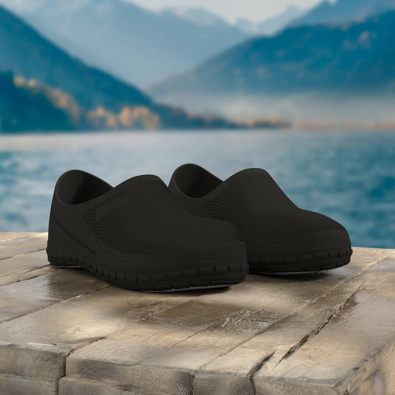 Chef Shoes for Men Nonslip Water Proof Work Shoes Mens Clogs Comfortable Nursing Nurse Shoes for Gardener Men Indoor and Outdoor for Kitchen Office Seaside-Zapatos de Cocina para Hombres 10.5 Black