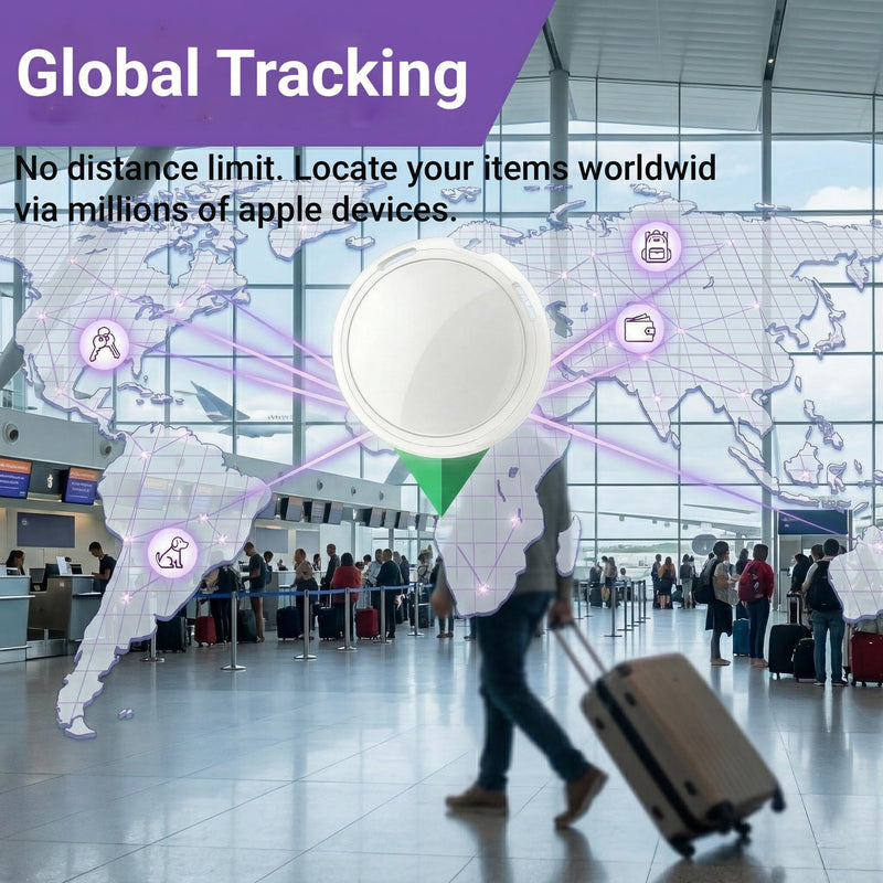 2 Pack GPS Tracker for Vehicles No Subscription Car Tracker Find My | iOS Only Bluetooth Locator with Global Tracking Loud Alarm Replaceable Battery for Cars Bikes Pets Luggage No SIM Required